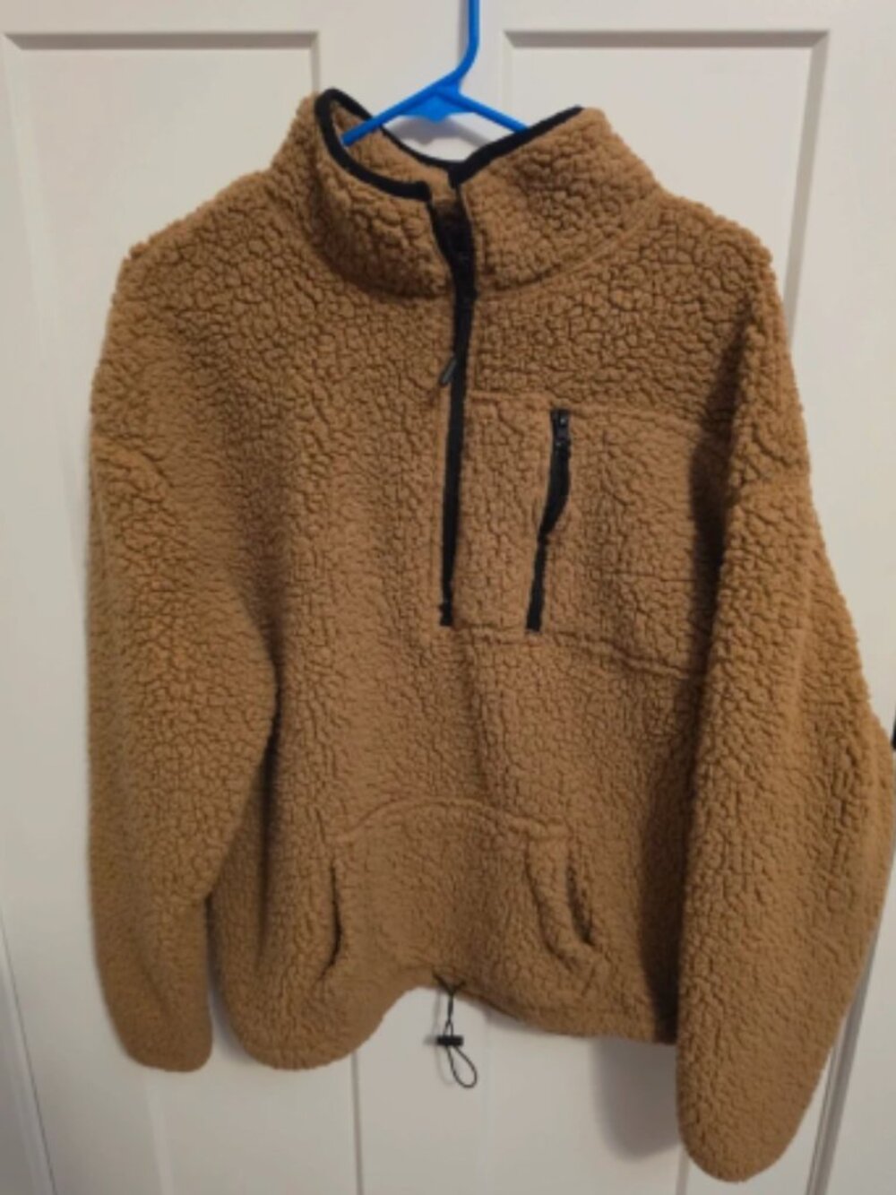 No Boundaries Tan Sherpa Fleece Pullover Zip Jacket